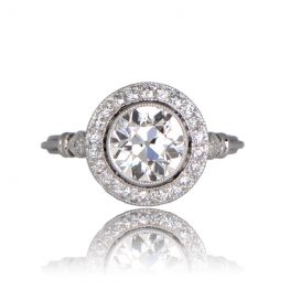 Front View of Old European Cut Diamond Halo Ring