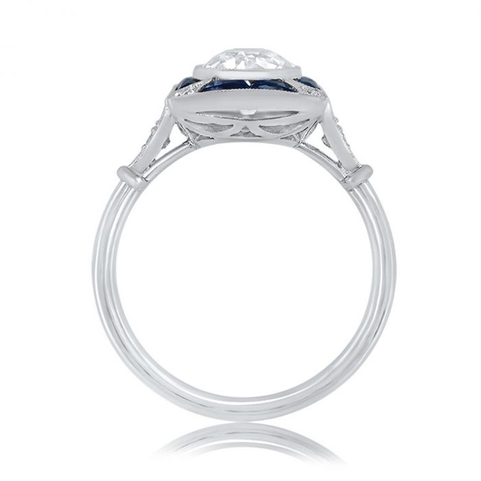 1-carat Old European Cut Diamond and Sapphire Engagement Ring Denmark SV 11998