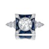 Diamond and Sapphire Art Deco Style Denmark Ring 11998 TV