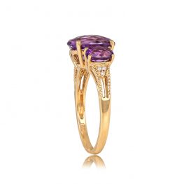 Amethyst Birth Stone Ring Bronx Ring Top Side View
