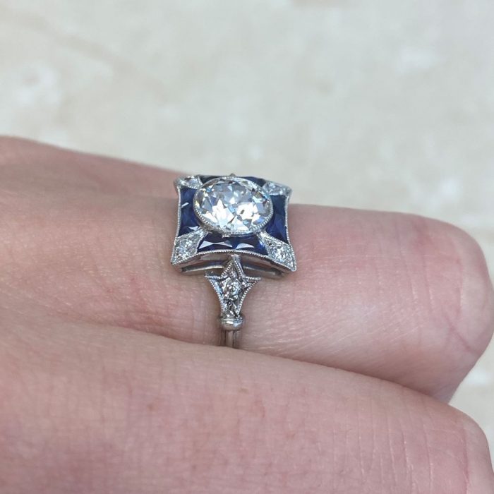 Calibre French Cut Sapphire Diamond Ring 12396 F5