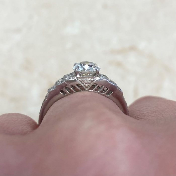 Under Gallery Platinum Open Work Engagement Ring 12983 F3