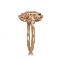 Kunzite Sapphire Halo Ring and Yellow Gold 13316 TSV