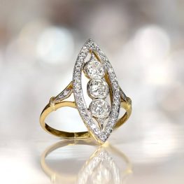 Navette Diamond And 18k Yellow Gold Three Stone Ring 13336-Artistic-1000x1000-1 (1)