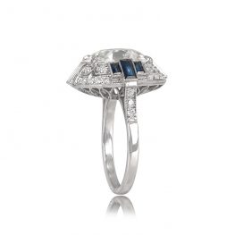 Cushion Cut Diamond and Sapphire Accents Ring - Bryant Park Ring 13421 TSV