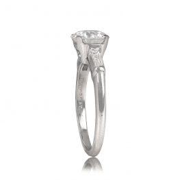 Baguette Accented Shoulder Old European Cut Diamond Engagement Ring 13443_TSV