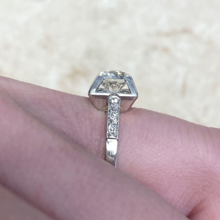 Retro 18k White Gold Edwardian Era Engagement Ring 13445 F6
