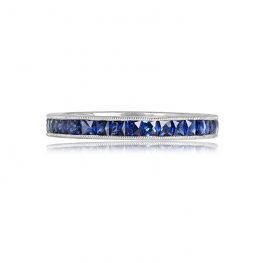 French Cut Sapphire and Platinum Eternity Band - Morell Band