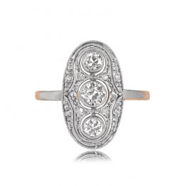 Elongated Three Stone Diamond Engagement Ring - Groveland Ring 13498 TV