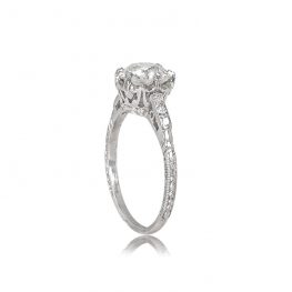 Platinum Hand Engraved Shank Art Deco Original Engagement Ring Circa 1920 13647_TSV