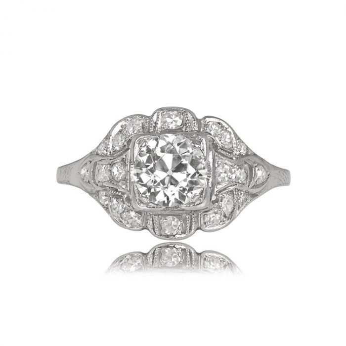 0.90ct Old European Cut Platinum Engagement Ring Milton Ring 13648_TV
