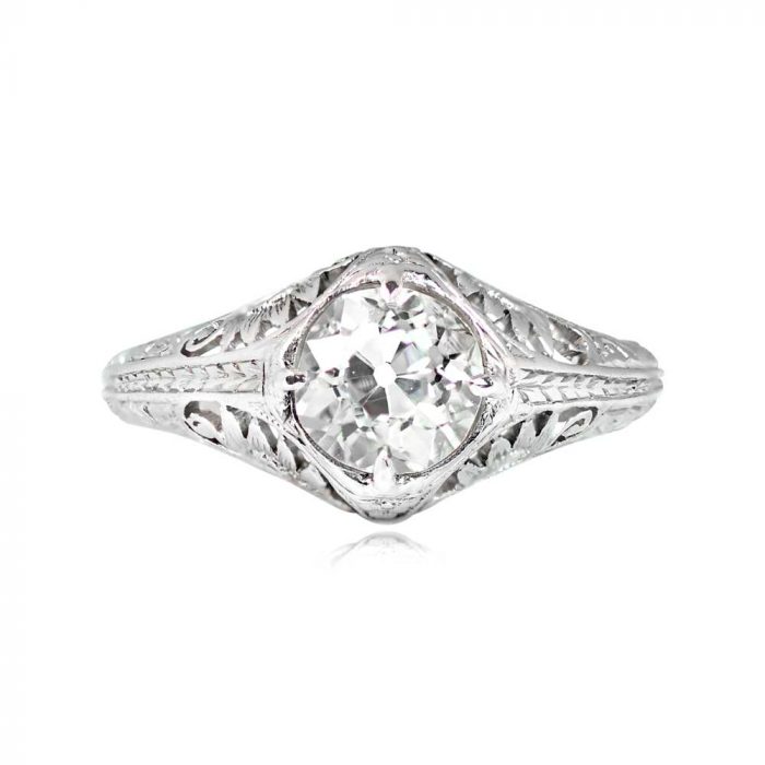 Antique Diamond and Platinum Ring Highbridge Ring Top View