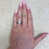 Art Deco Inspired Diamond Onyx Emerald Engagement Ring 13806 F1