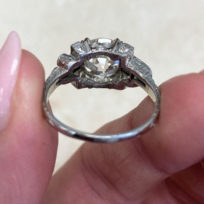 2.88ct Center Old European Cut Diamond Engagement Ring 13806 F6