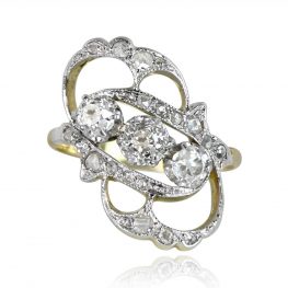 Antique Diagonal Motif Old Mine Diamond Art Nouveau Ring 13865-TV-1000PX