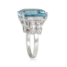 Emerald Cut Aquamarine Diamond Cocktail Ring - Sedgewick Ring 13942 TSV