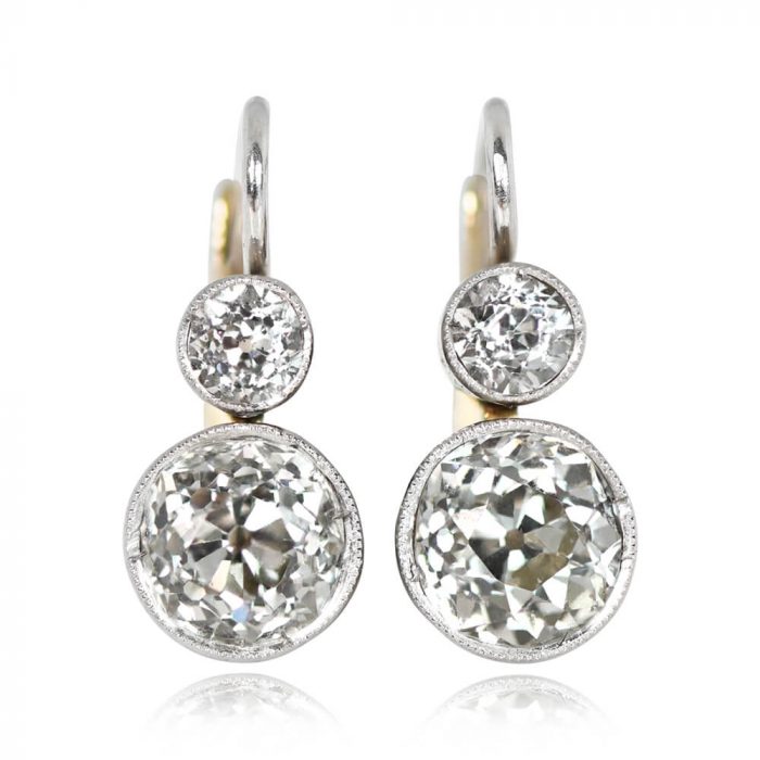 Bezel-Set Old European Cut Diamond Earrings - Belsize Earrings 14131 TV