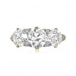 Antique Three Stone Ring Pierce Ring Top View