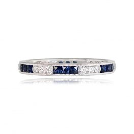 French Cut Sapphire Round Brilliant Diamond Band - Regent Band 14173 TV
