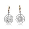 Vintage Style Floral Halo Diamond Earrings - Excelsior Earrings 14178 TV