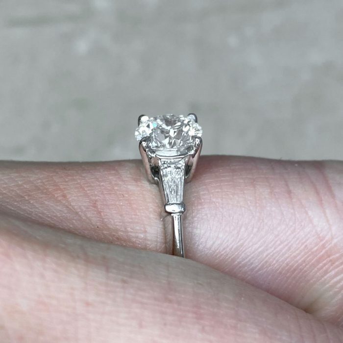 Tapered Baguette Diamond Platinum Mounting Engagement Ring 14185-F4