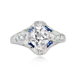 Art Deco Diamond Sapphire Engagement Ring - Palisade Ring 14189 TV