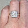 0.50ct Old European Cut Diamond Center Stone Box Prong Set Motif Engagement Ring 14210-F2