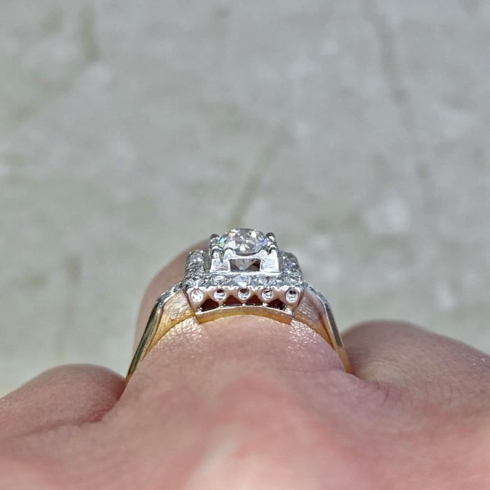 Box Prong Diamond Engagement Ring Retro Era Circa 1940 14210-F3