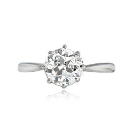 French Edwardian Diamond Solitaire Engagement Ring - Lyndhurst Ring 14214 TV