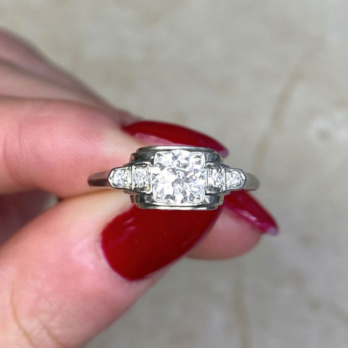 Old European Cut And Round Cut Vintage Diamond Engagement Ring 14216 F5