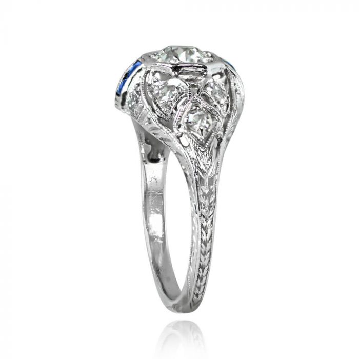 Art Deco 0.45ct Diamond and Sapphire Ring - Tavira Ring 14348 TSV