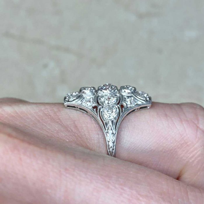 Diamond And Open Work Accented Mounting Art Deco Era Diamond Ring 14358-F4