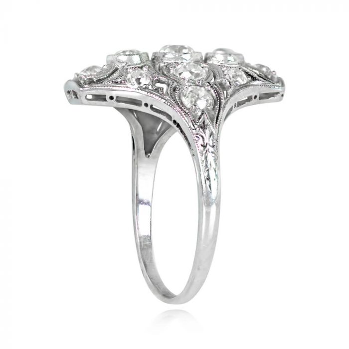 Art Deco Diamond Platinum Cocktail Ring - Clermont Ring 14358 TSV