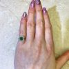 Antique Edwardian Era Natural Emerald And Diamond Geometric Halo Ring 14366-F1