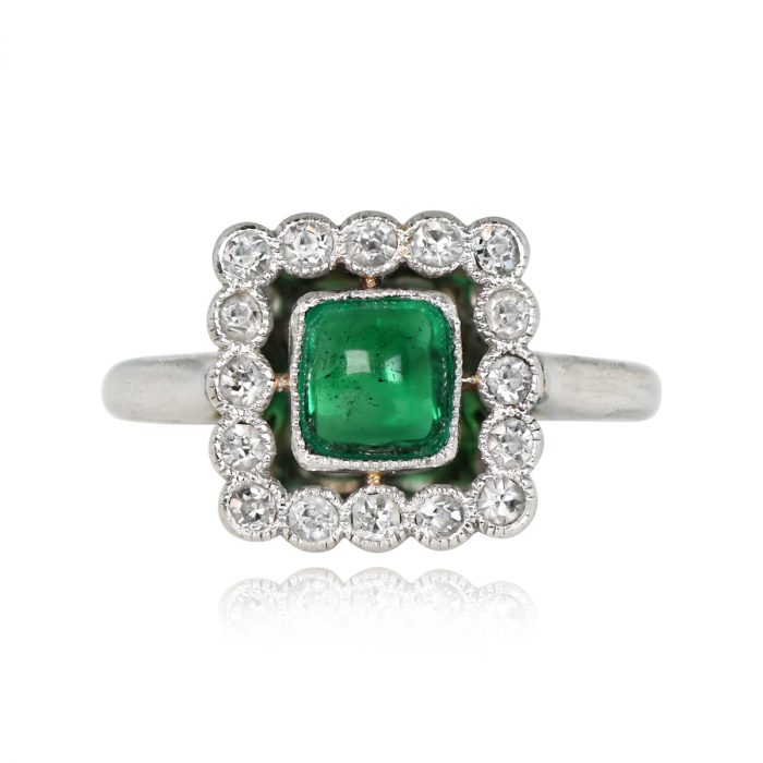 Natural Green Emerald Ring Elmfield Ring Top View