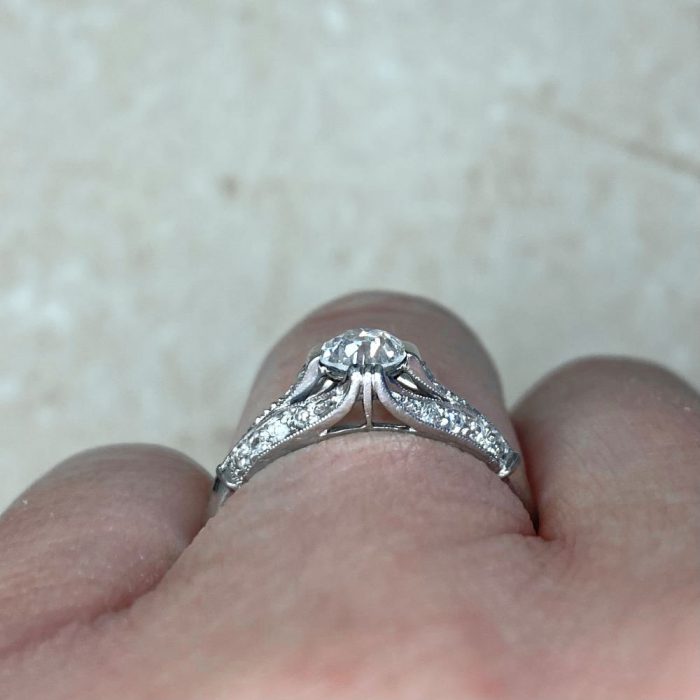 Single Cut Diamond Accented Engagement Ring French Art Deco Circa 1920 14369-F3