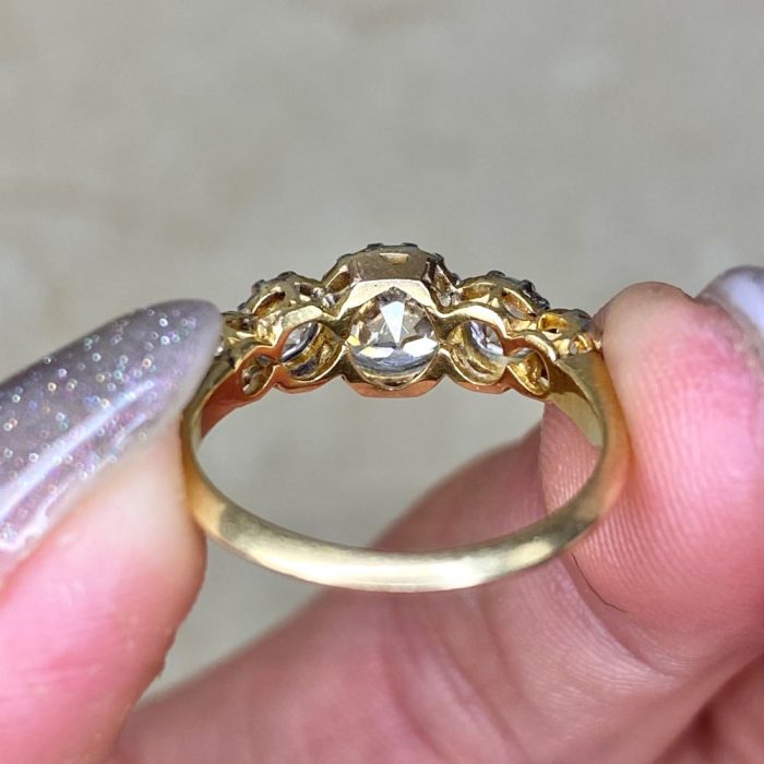 Platinum On 18k Yellow Gold Mounting Edwardian Era Hand Crafted Ring Circa 1900 14370 F6