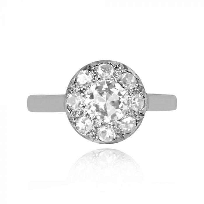 Antique Diamond Cluster Ring Carnegie Ring Top View