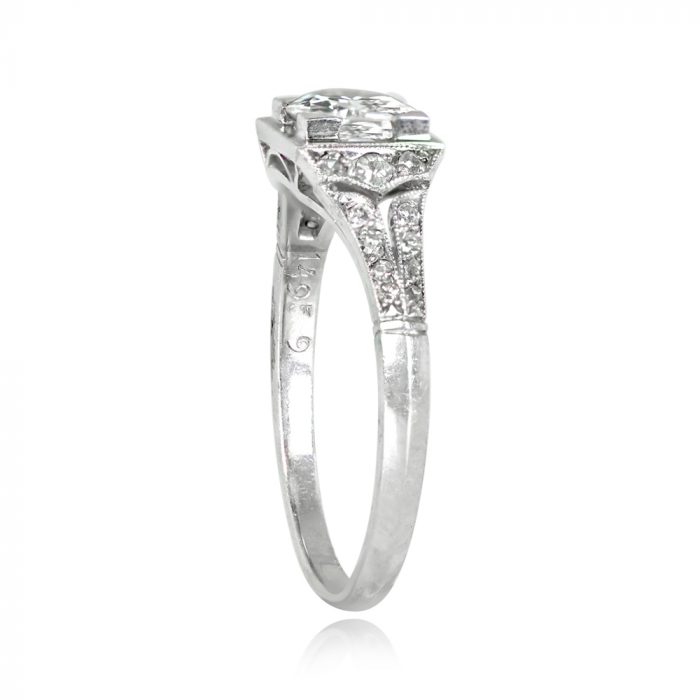 Antique Platinum and Diamond Ring Luton Ring Top View