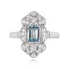 0.55ct Emerald Cut Aquamarine Diamond Ring - Vineland Ring 14428 TV