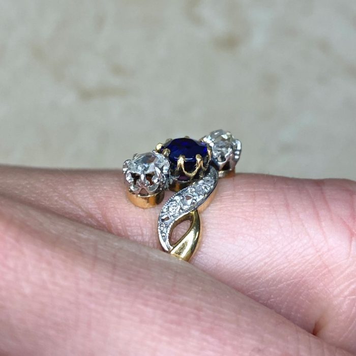 Diamond Accented Platinum On 18k Yellow Gold Mounting Ring Circa 1900