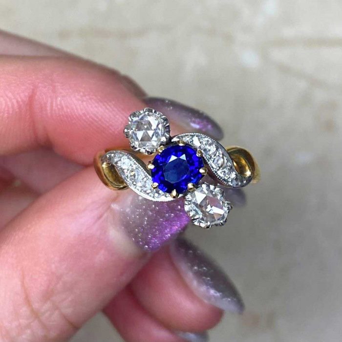 Angle Set Rose Cut Diamond Diamond 0.80ct TDW Ring Circa 1900 14435-F5