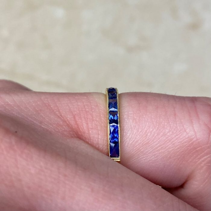 French Cut Sapphire Half Eternity Band 14457-F4