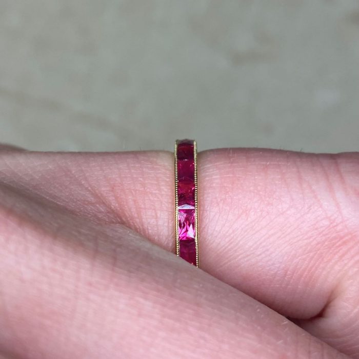 0.85ct Total Gemstone Ruby Half Eternity Band 14458-F4