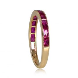 Ruby and Gold Half Eternity Wedding Band - Gardiner Band 14458 TSV
