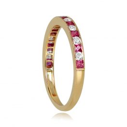Gold Diamond and Ruby Wedding Band - Milburne Band 14476 TSV