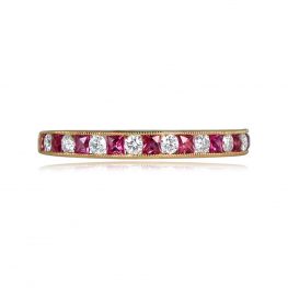 Alternating Ruby Diamond Half Eternity Band - Milburne Band 14476 TV