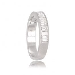 Emerald Cut Diamond and Platinum Hillman Band Top Side View