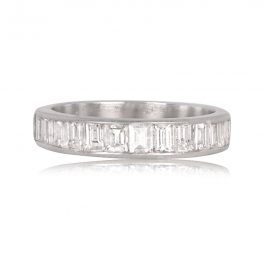 Platinum and Emerald Cut Diamond Hillman Band Top View