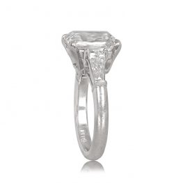 Emerald Cut Platinum Signed Tiffany Ring Top Side View